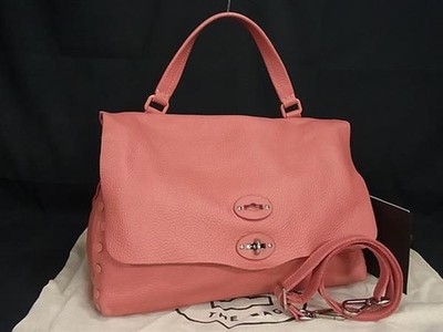 ZANELLATO Postina Leather Pink 2WAY Handbag Shoulder Bag Ladies Authentic