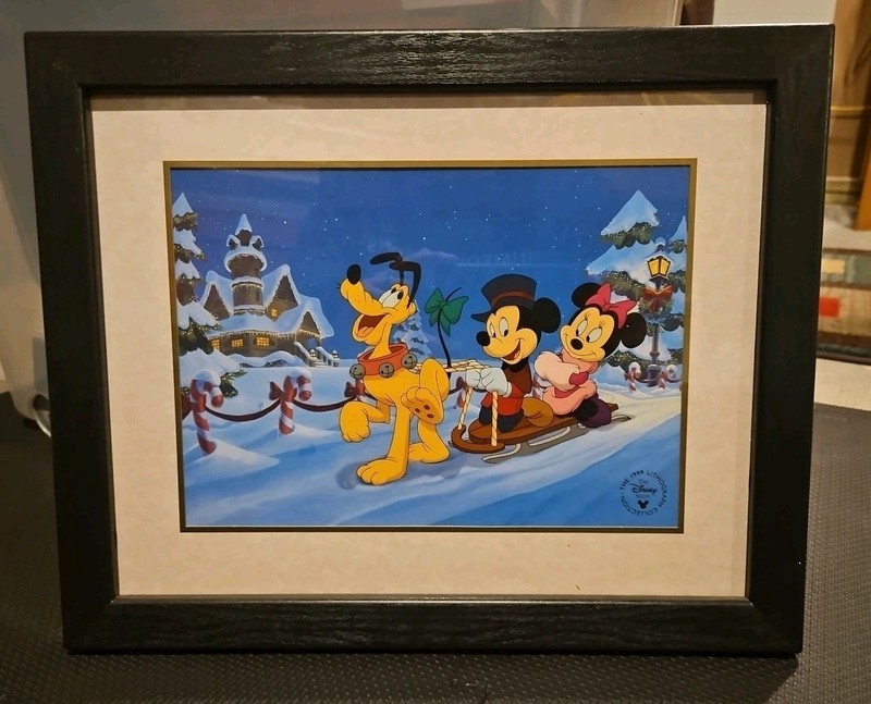 Mickey's Once Upon a Christmas Disney Store Framed 1999 Lithograph 11 X 14