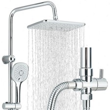 Chrom Duschset ohne Armatur Regendusche Handbrause Kopf Duschsystem Duschsäule