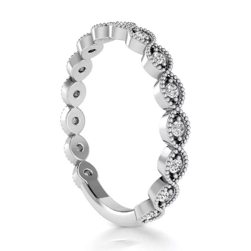 Classic Wedding Band Vintage Solid 14K Gold 0.23 CT Round Natural Diamond F VS2