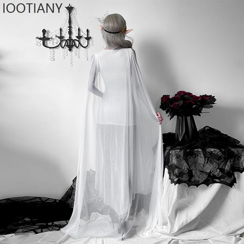 Greek Goddess Medieval Halloween Costume Elf Fashion White Long Dress Outfit  | eBay
