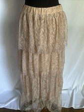 Zara Trafaluc Nude Floral Lace Skirt Size Medium