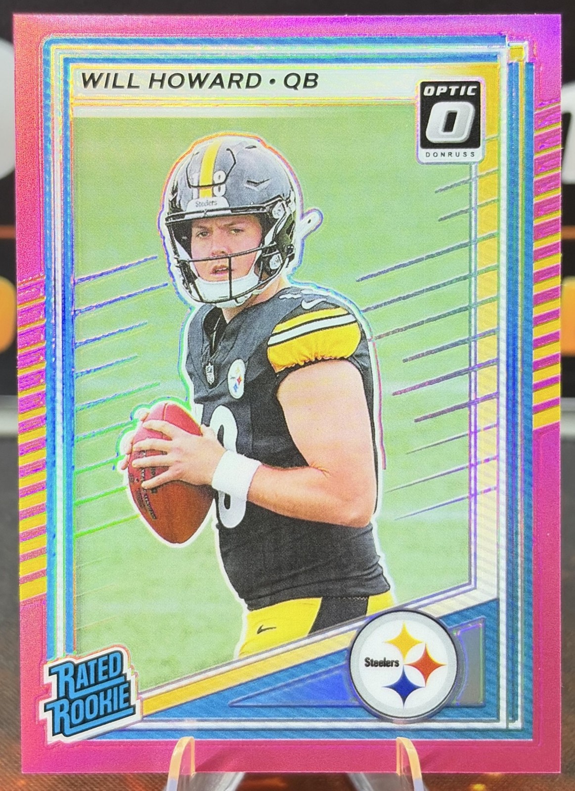 2025 Panini Donruss Will Howard #309 Optic Rated Rookie Preview Pink RC Steelers