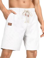 Herren Leinen Shorts Cargo Chino Bermuda Sommer Kurze Hose Weiß Gr. 36 Sportlich