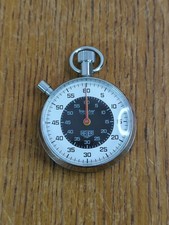 Vintage Heuer Trackstar 7 Jewel Stopwatch Swiss Manual Wind Timer Racing - Runs