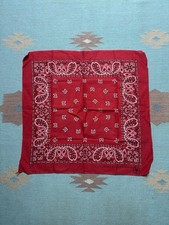 Vintage wamcraft bandana handkerchief red paisley geometric workwear made in USA