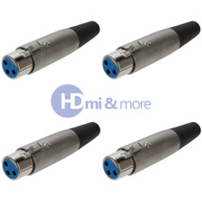 XLR 3 Pin Jack Female Adapter for Speaker Microphone Cable Silver - LOT of 4