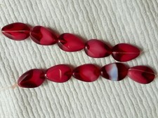 GLASS CZECH RED WITH WHITE SWIRL BEADS 18mmX12mm  10 BEADS