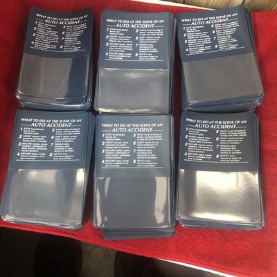 300 Lot Of Auto Insurance ID Card Holders With Instructions For An Accident