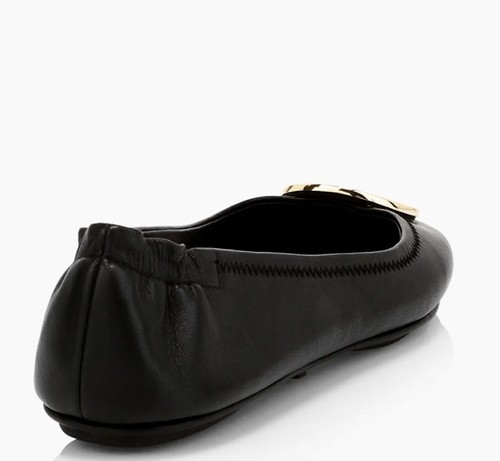 Authentique ballerines Tory Burch Claire noires taille 8,5 M logo doré médaillon excellent état - Photo 4/16