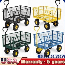 Heavy Duty Garden Cart Wagon 950LBs 2-in-1 Utility Yard Cart w/ Removable Sides
