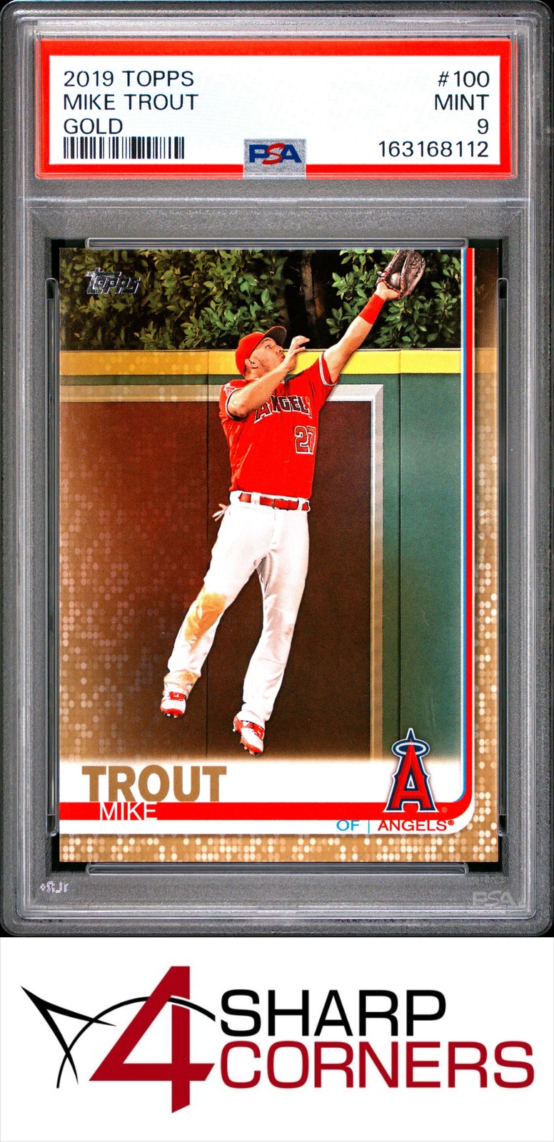 2019 TOPPS GOLD #100 MIKE TROUT ANGELS #/2019 PSA 9 view 1