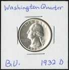 US Coin 1932-D Washington Silver Quarter Key Date BU NO RESERVE!