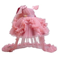 Toddler Baby Girls Birthday Wedding Party Tulle Multiple Layers Tailed Dress ...