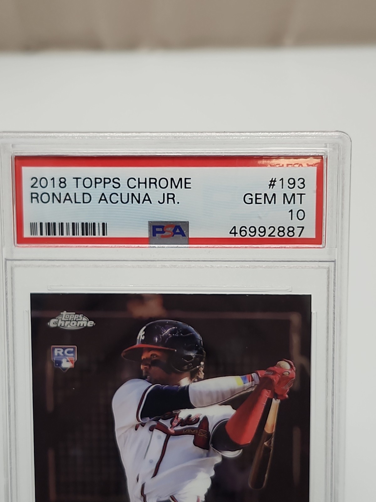 2018 Topps Chrome #193 RC Ronald Acuna Jr. PSA 10 view 2