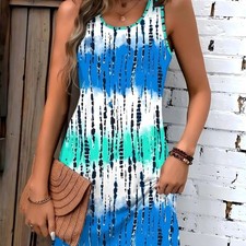 NEW Womens Plus-Size Sleeveless Dress With 3D Floral Print And Round Neck