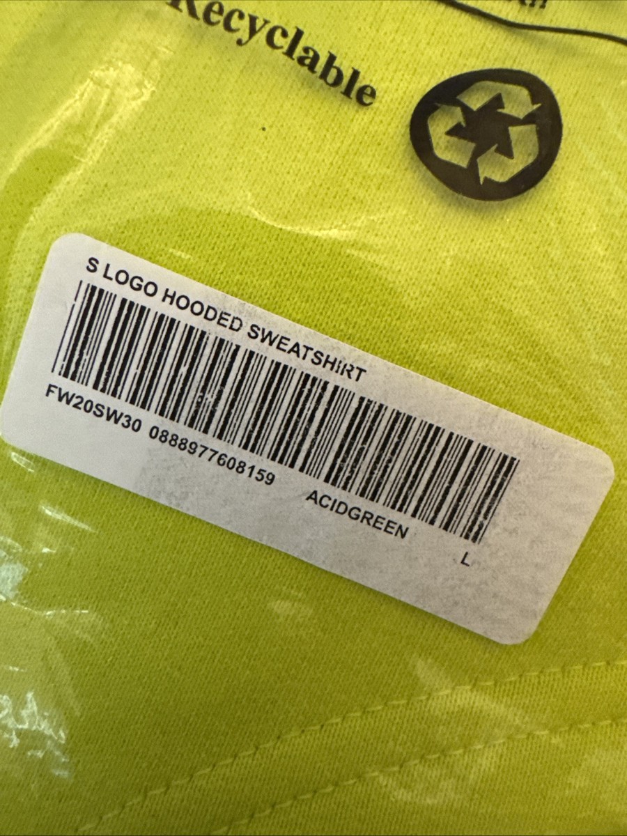 Supreme S Logo Hooded Sweatshirt Size Large Acid Green FW20