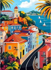 Paint by Numbers for Adults and Kids Beginner, Town in Autumn Street Painting by