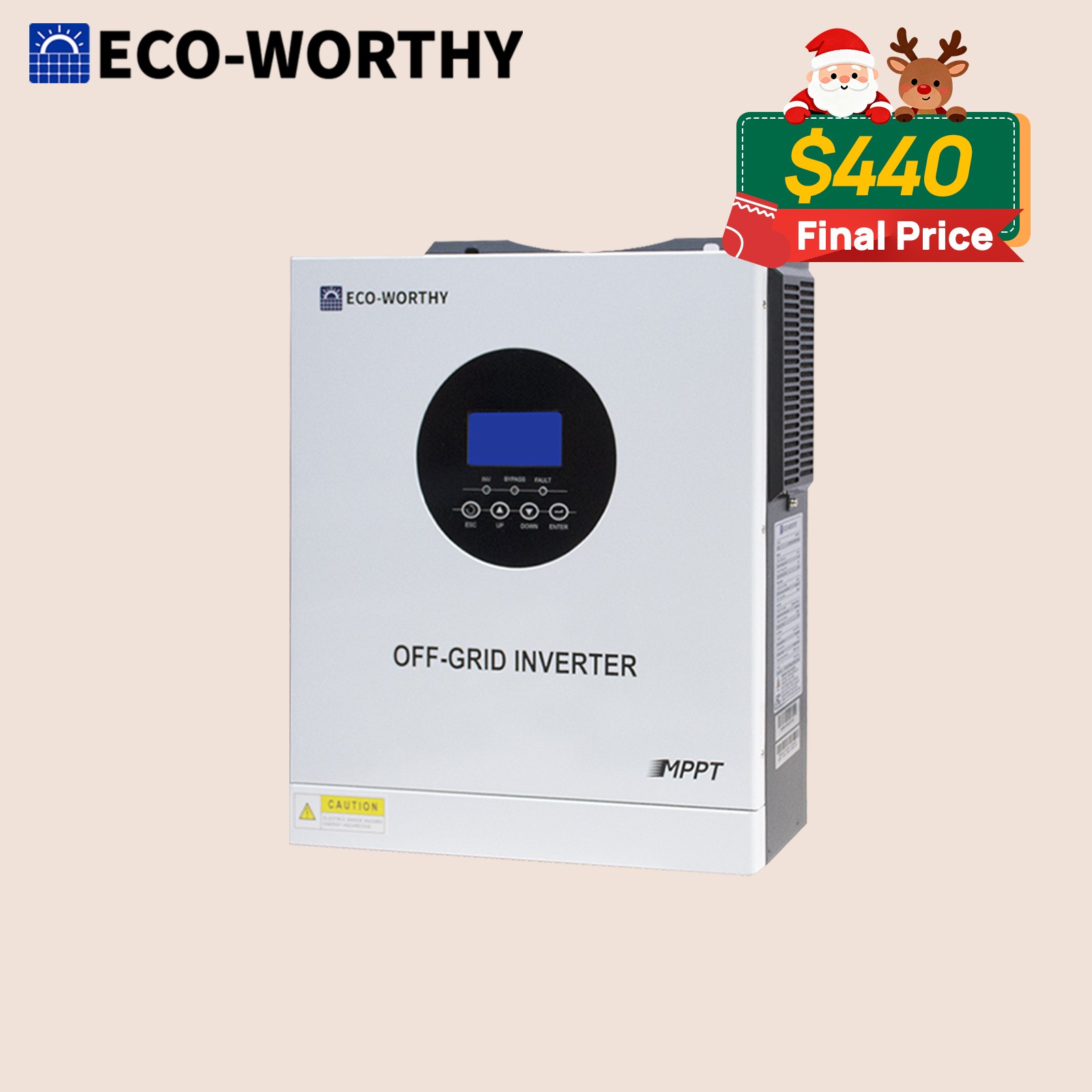 ECO-WORTHY 5KW Solar Hybrid Inverter 48V DC-120V/220V AC Split Phase Off-Grid. Available Now for $549.99
