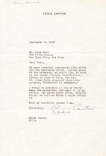 EDDIE CANTOR - TYPED LETTER SIGNED 09/06/1962
