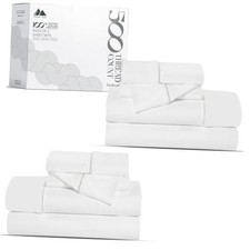 2-Pack King Size Sheets Set - 500 Thread Count 100 Cotton King 2-Pack White