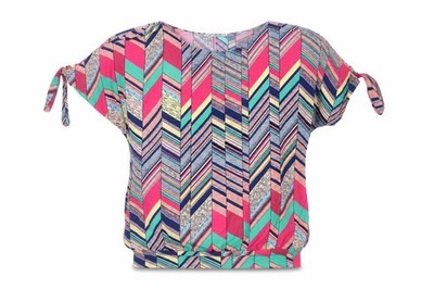 Fun Collection Damen Tunika Bluse Größe S Mehrfarbig Geometrisches Muster Rundhals zum Binden
