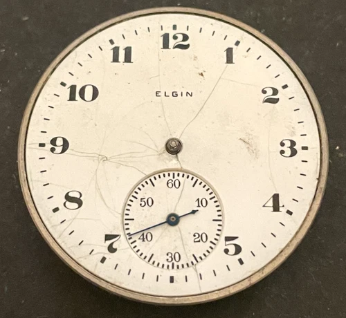 Antique 1920 Elgin Grade 303 Pocket Watch Movement Good Balance 12s 7j USA