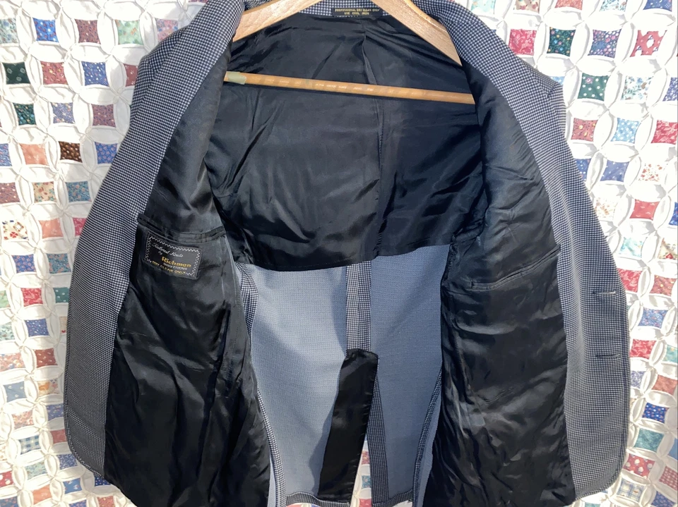 Traje de 2 piezas 40R para hombre años 70 negro blanco a cuadros 2 botones años 70 de colección ¡Bonito! Foto 4 de 4