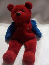 21 FORSBERG BEAN FILLED BEAR BLUE RED PLUSH TOY SALVINOS