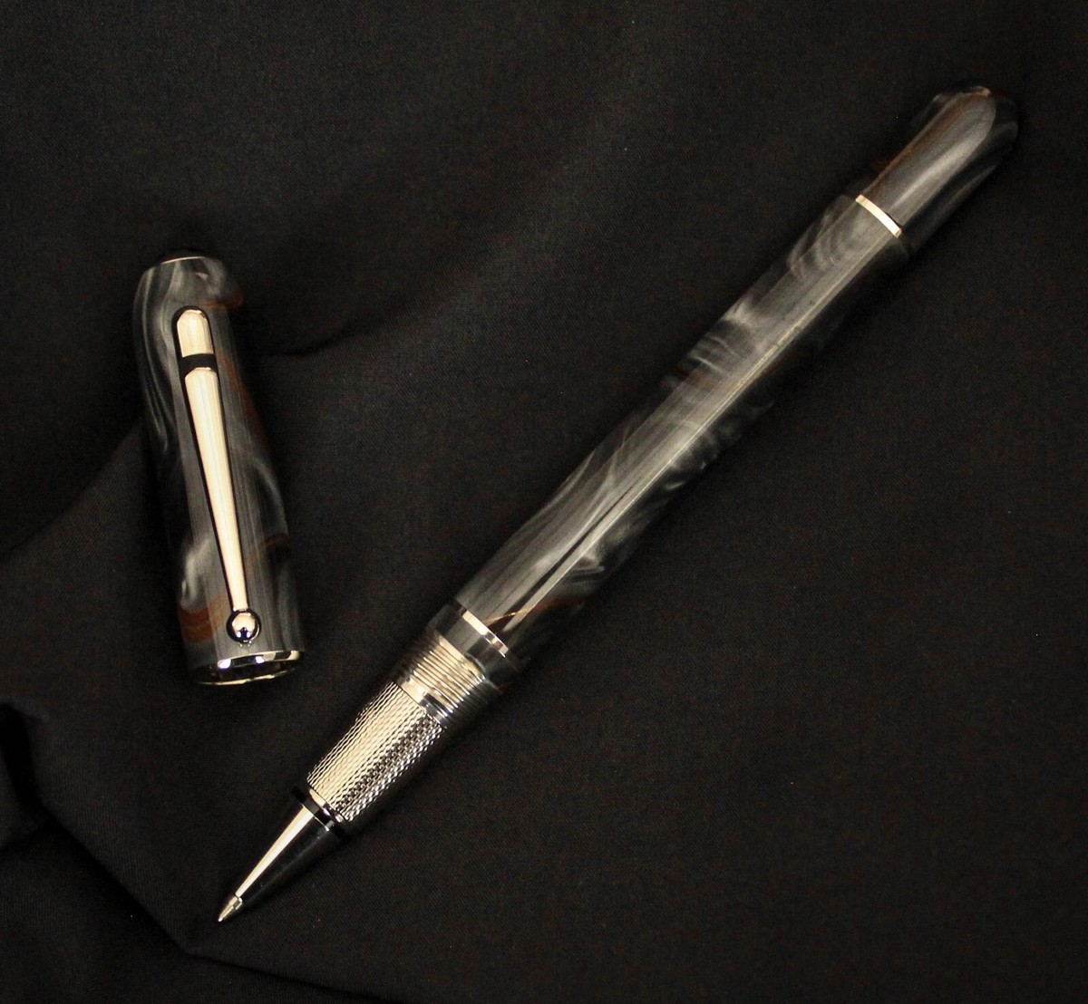 Dunhill Sidecar Grey & Orange Swirl Platinum-Plated Rollerball Pen