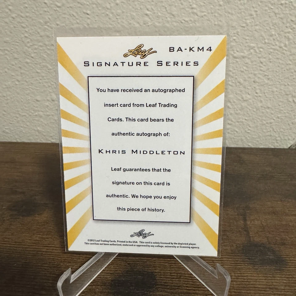 2012 Leaf Khris Middleton Signature Series Auto /99 BA-KM4 HS - Image 2 of 2