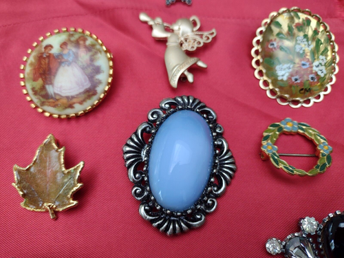 10x Vintage BROOCH Gold /Silver tone Sparkling Crystals, Natural Stone FREE UK P - Picture 5 of 9