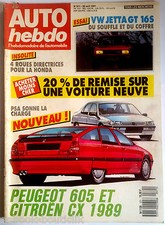 AUTO HEBDO du 29/4/1987; Essai VW Jetta GT 16S/ Peugeot 605 Et CX 1989