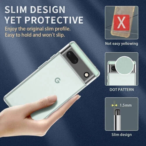 For Google Pixel 7a 7/6 Pro 6a Slim Gel Case Clear TPU Soft Shockproof Cover - Image 3 of 4