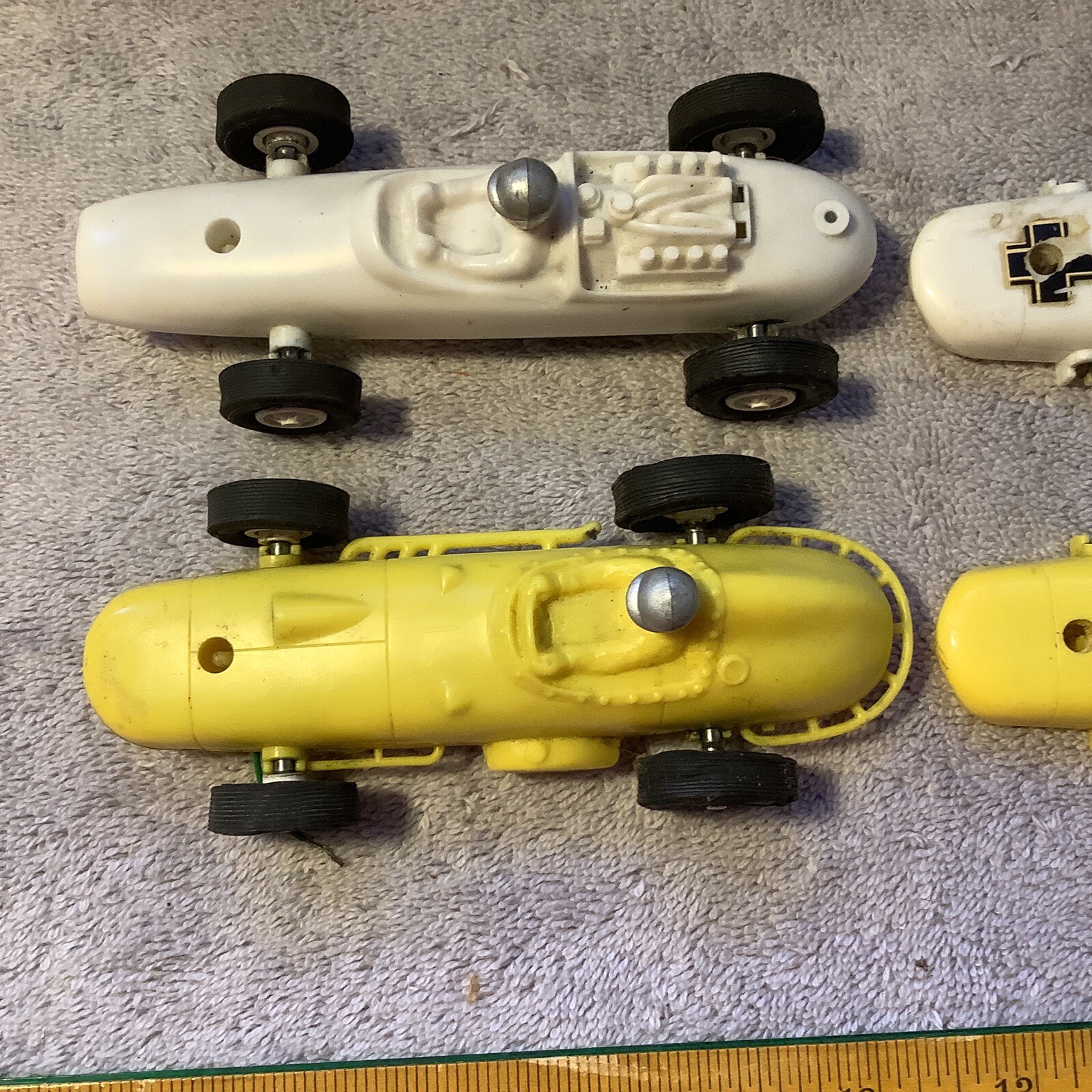VINTAGE 1964 ELDON SLOT CARS MOTORS In 2 Others Have No Motor 5 1/4