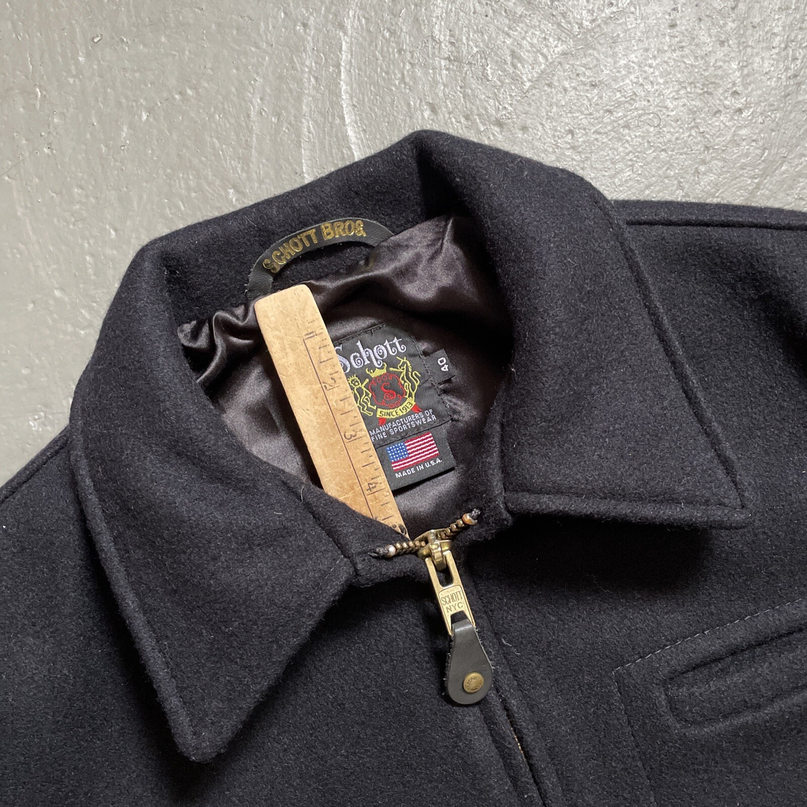 Schott 716 Military Style CPO Star Wool Leather Trim Bomber Jacket Made USA 40