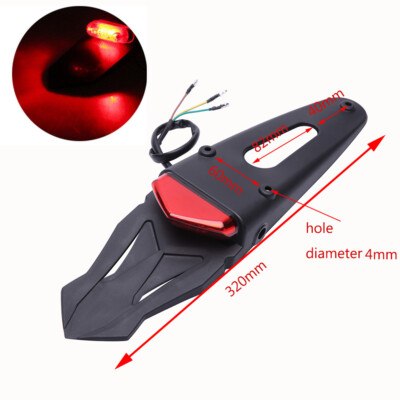 Universal Motorcycle LED Fender Brake Tail Light - Black Housing, Red Lens