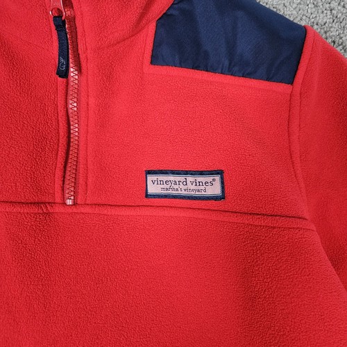 Vineyard Vines Jacket Youth Large Red Blue Fleece Pullover 1/4 Zip Preppy - Picture 2 of 11