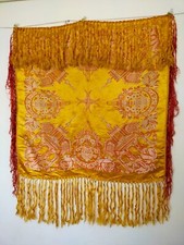 WWII vintage Taj Mahal fantastic silk piano Shawl silk fringes Scarf wrap it486