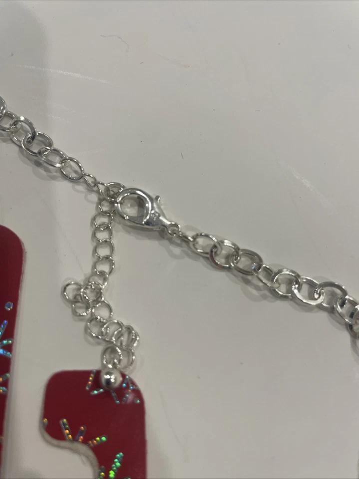 Kohls Christmas Necklace With Jingle Bells And Ornaments Green Red - Image 4 of 4