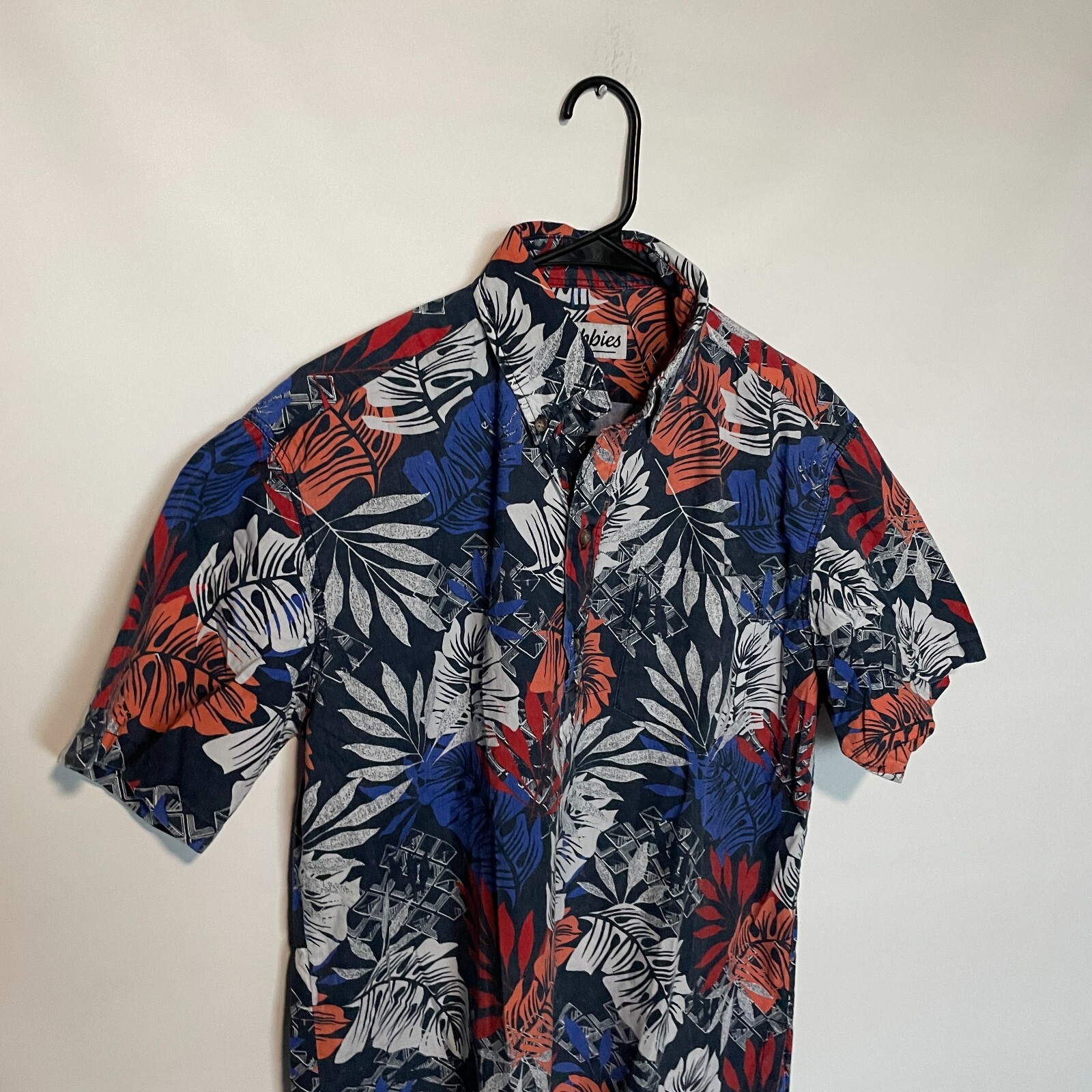 Chubbies Shirt Mens Medium Blue Orange Floral Hawaiian Popover Beach Tropical