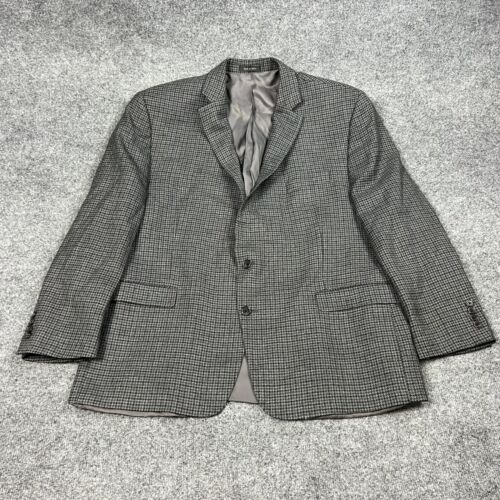 Ralph Lauren Blazer Mens 50 100% Black Gray Houndstooth Sport Suit Coat Jacket