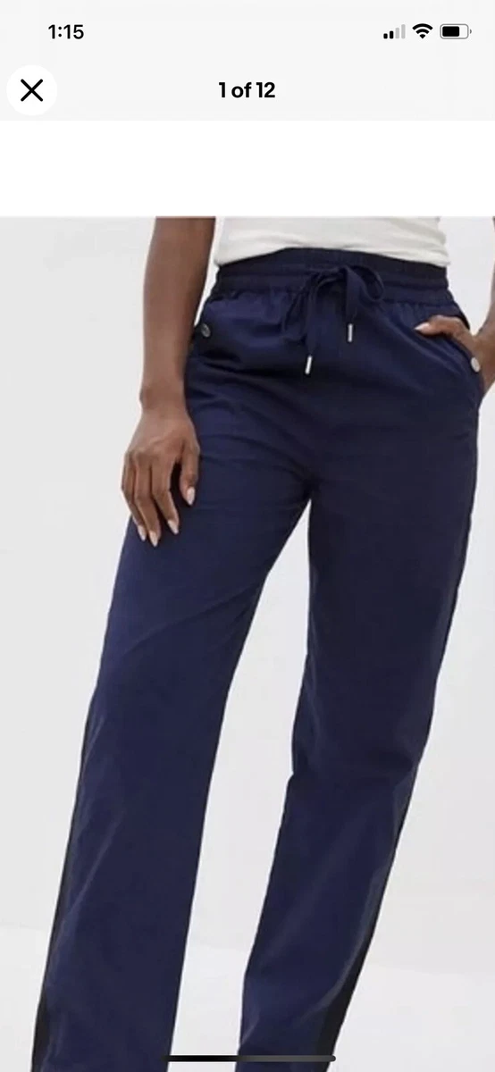 Maeve Anthropologie Tenley Twill Track Pants Joggers Navy Blue Utility Size S