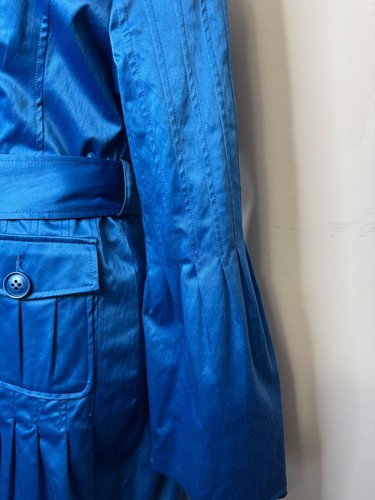 Arden B. Blue Coat Belted Jacket Size M Cotton Blend - Picture 5 of 11