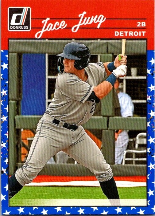 2023 Panini Donruss Jace Jung Retro 1990 Independence Day Parallel Tigers Rookie