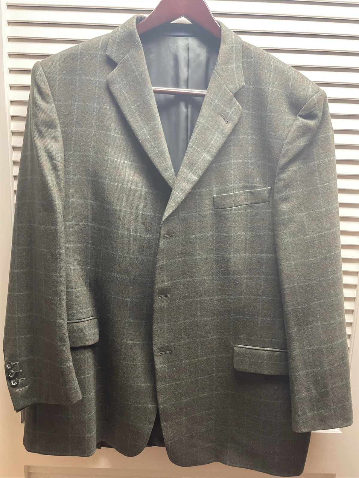 Giacca cappotto sportivo da uomo verde Burberry 48 L in lana a quadri