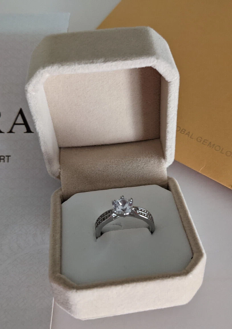 GRA MOISSANITE Women s Engagement RING Size 6.5 Silver Coated