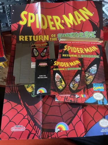 Spider-Man Return Of The Sinister Six Nintendo NES CIB includes POSTER RARE