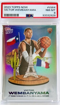 美品 Topps2023 WEMBAYAMA ウェンバンヤマ RC ミニパラレル 2023 Topps Now Victor Wembanyama RC Rookie Card #VW-4 PSA 8 🔥 | eBay