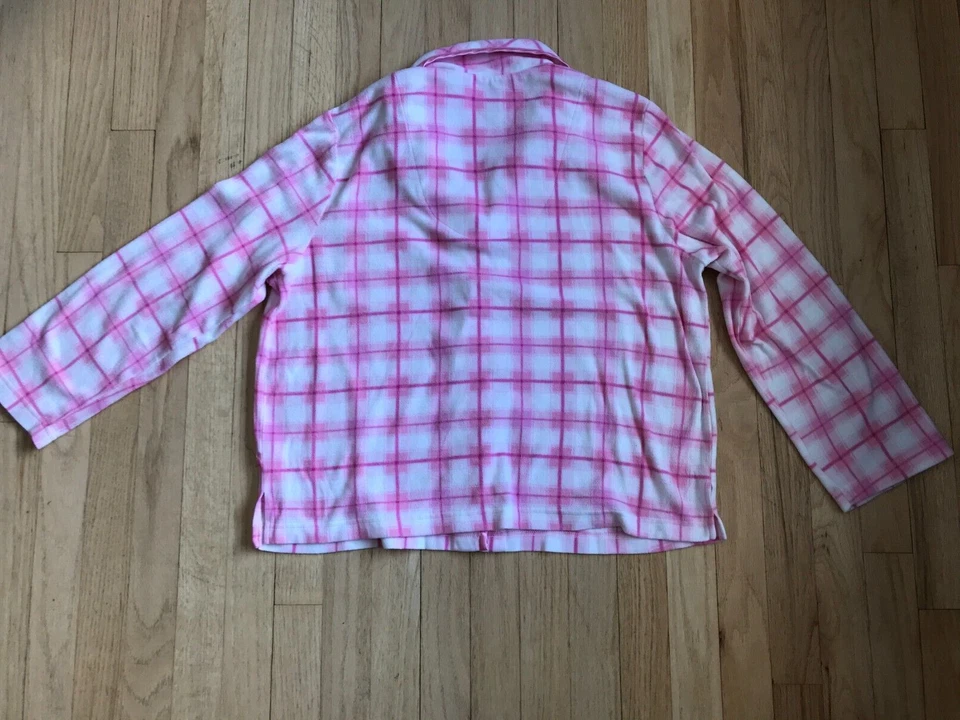 WHISPERS PINK WHITE PLAID PINK RIBBON BREAST CANCER AWARENESS PAJAMAS SIZE L - Image 4 of 4